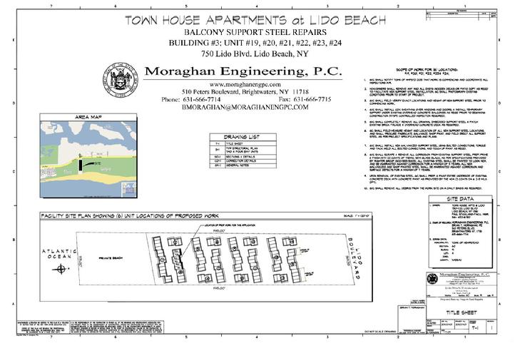 Town House Apartments at Lido Beach Balcony Repair Plan Lido Beach NY