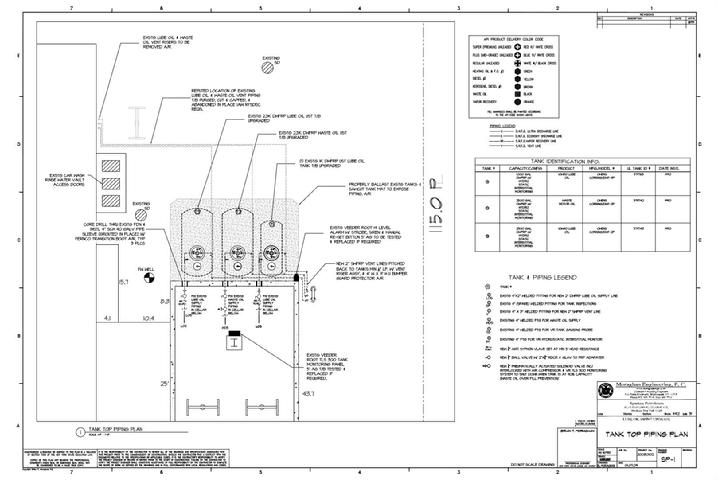 Tank Top Piping Plan for Lube Oil Piping Upgrade Brooklyn Spartan Petroleum