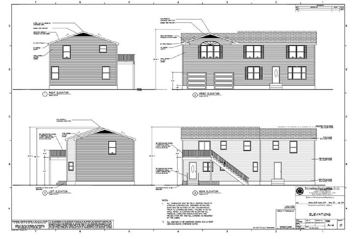 Elevation Plan for Two-Story, Single Family Residence