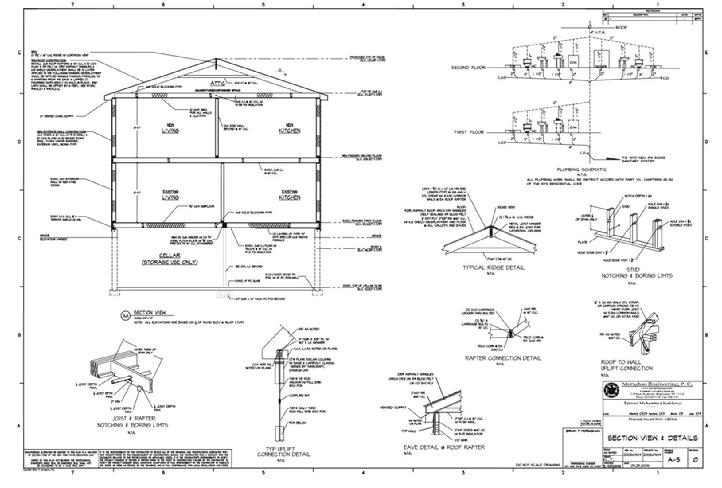 Section View for Two-Story, Single Family Residence